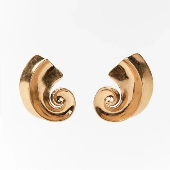 ZARA SEMI-CIRCULAR SILVER GOLD  EARRINGS - Picture 7 of 16